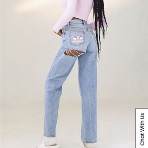 Playboy By PacSun Light Blue Back Slash Boyfriend Jeans size 25 NWOTA